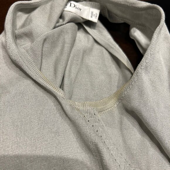 Womens Christian Dior Silver-Gray 100% Silk Sleeveless Knit Scoop Neck Top 4 - Picture 6 of 12